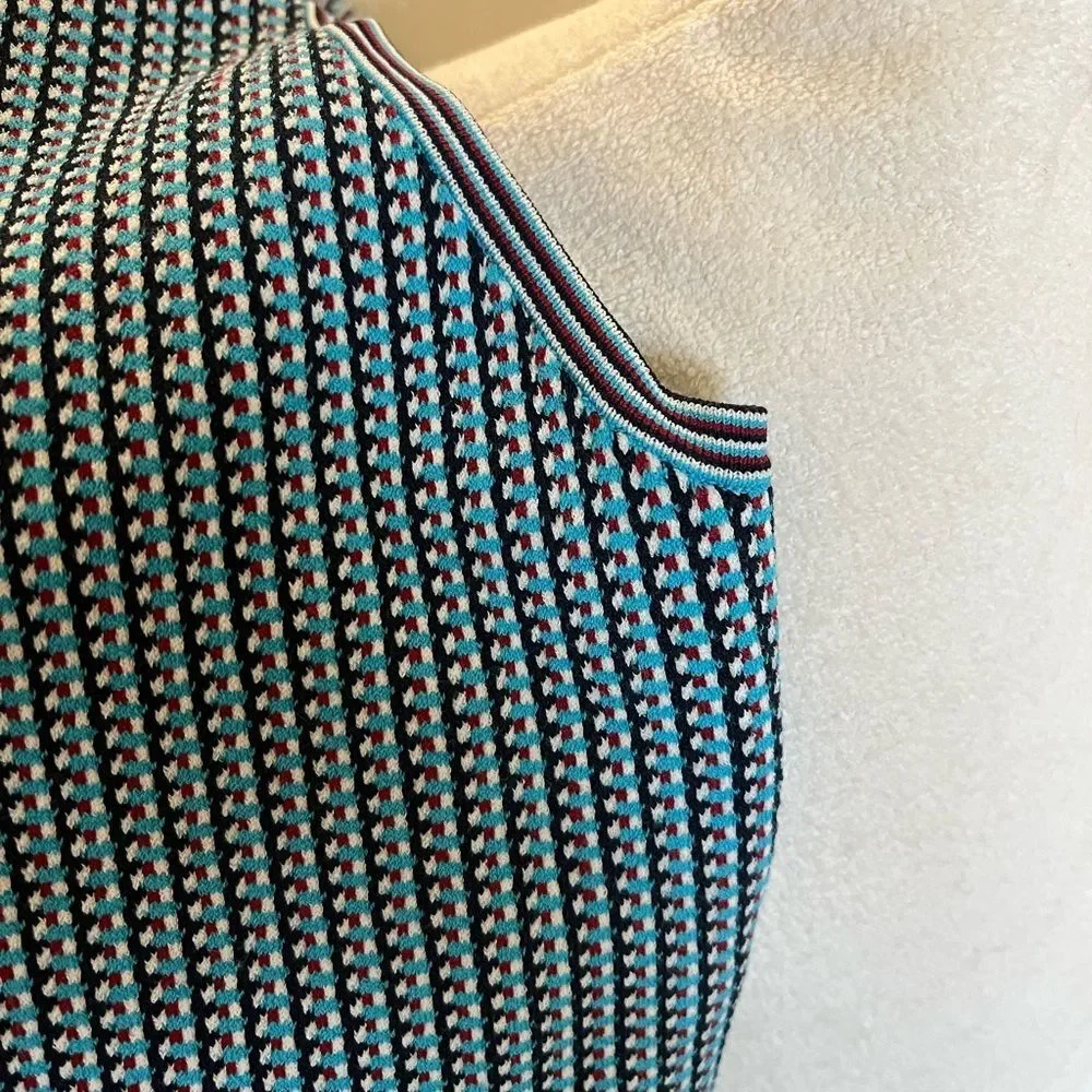 Akris Punto Patterned Teal Tank Top - Picture 5 of 7